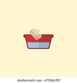 Flat Icon Hand Wash Element. Vector Illustration Of Flat Icon Clothes Washing Isolated On Clean Background. Can Be Used As Hand, Wash And Basin Symbols.