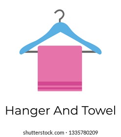 Flat icon of hanger and towel, towel stand 