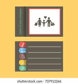 Flat icon. A happy family is shopping.