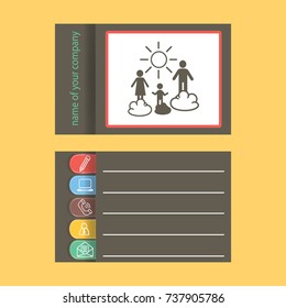 Flat icon. Happy family and sun. Father, mother, child and nature.