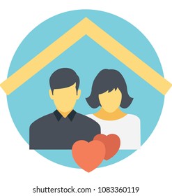 
Flat icon of a happy married couple 
