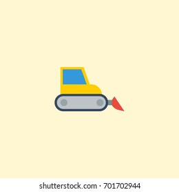 Flat Icon Harvester Element. Vector Illustration Of Flat Icon Bulldozer Isolated On Clean Background. Can Be Used As Bulldozer, Combine And Harvester Symbols.