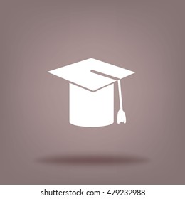 Flat icon. Hat graduates.