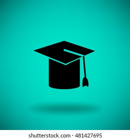 Flat icon. Hat graduates.
