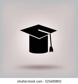 Flat icon. Hat graduates.