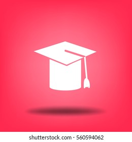 Flat icon. Hat graduates.