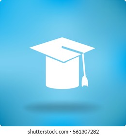 Flat icon. Hat graduates.
