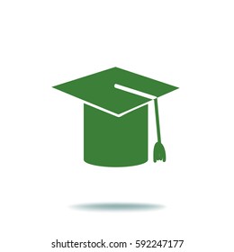 Flat icon. Hat graduates.