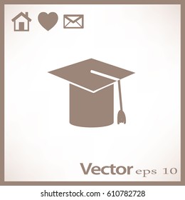 Flat icon. Hat graduates.