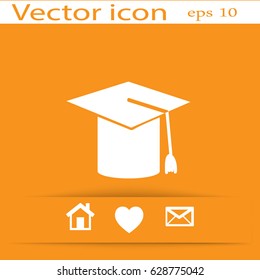 Flat icon. Hat graduates.