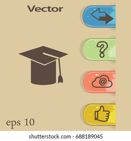Flat icon. Hat graduates.