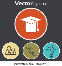 Flat icon. Hat graduates.
