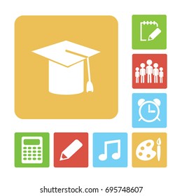 Flat icon. Hat graduates.