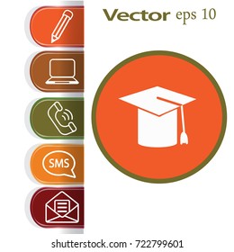 Flat icon. Hat graduates.