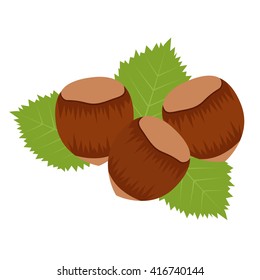 Flat icon hazelnuts. Vector illustration.