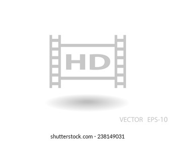 Flat icon of hd video