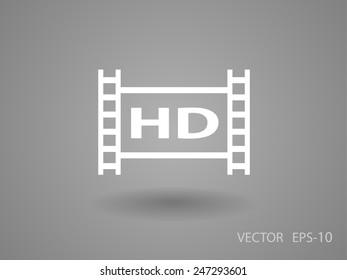 Flat icon of hd video