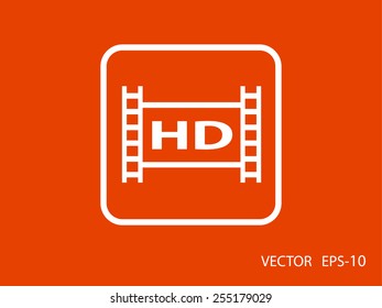 Flat icon of hd video