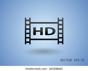 Flat icon of hd video