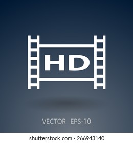 Flat icon of hd video