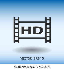 Flat icon of hd video