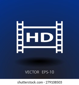 Icono plano del vídeo de hd