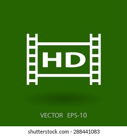 Flat icon of hd video