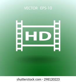 Flat icon of hd video