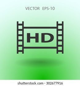 Flat icon of hd video