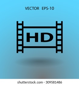 Flat icon of hd video