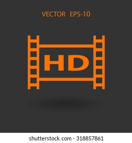 Icono plano del vídeo de hd