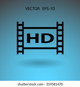 Flat icon of hd video