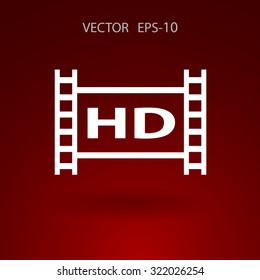 Icono plano del vídeo de hd