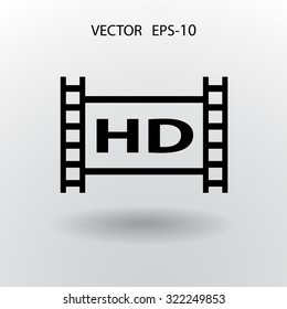 Flat icon of hd video