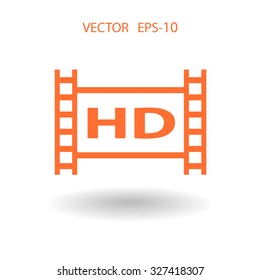 Flat icon of hd video