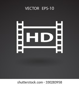 Icono plano del vídeo de hd