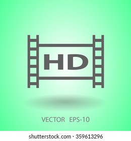 Flat icon of hd video