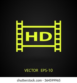 Flat icon of hd video