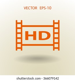 Flat icon of hd video