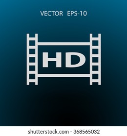 Flat icon of hd video