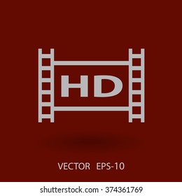 Icono plano del vídeo de hd