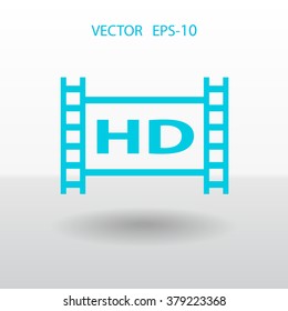 Flat icon of hd video