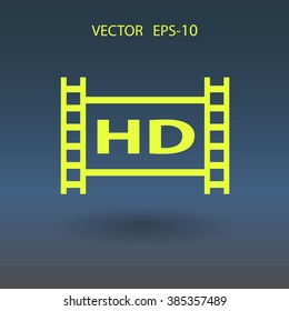 Flat icon of hd video