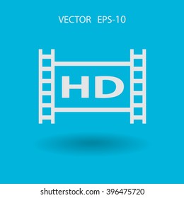 Icono plano del vídeo de hd