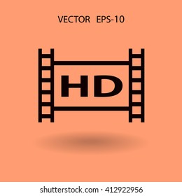 Flat icon of hd video