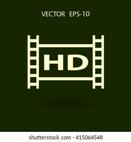 Flat icon of hd video