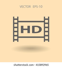 Flat icon of hd video