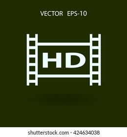 Flat icon of hd video
