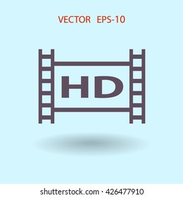 Icono plano del vídeo de hd
