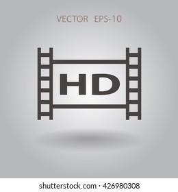 Flat icon of hd video